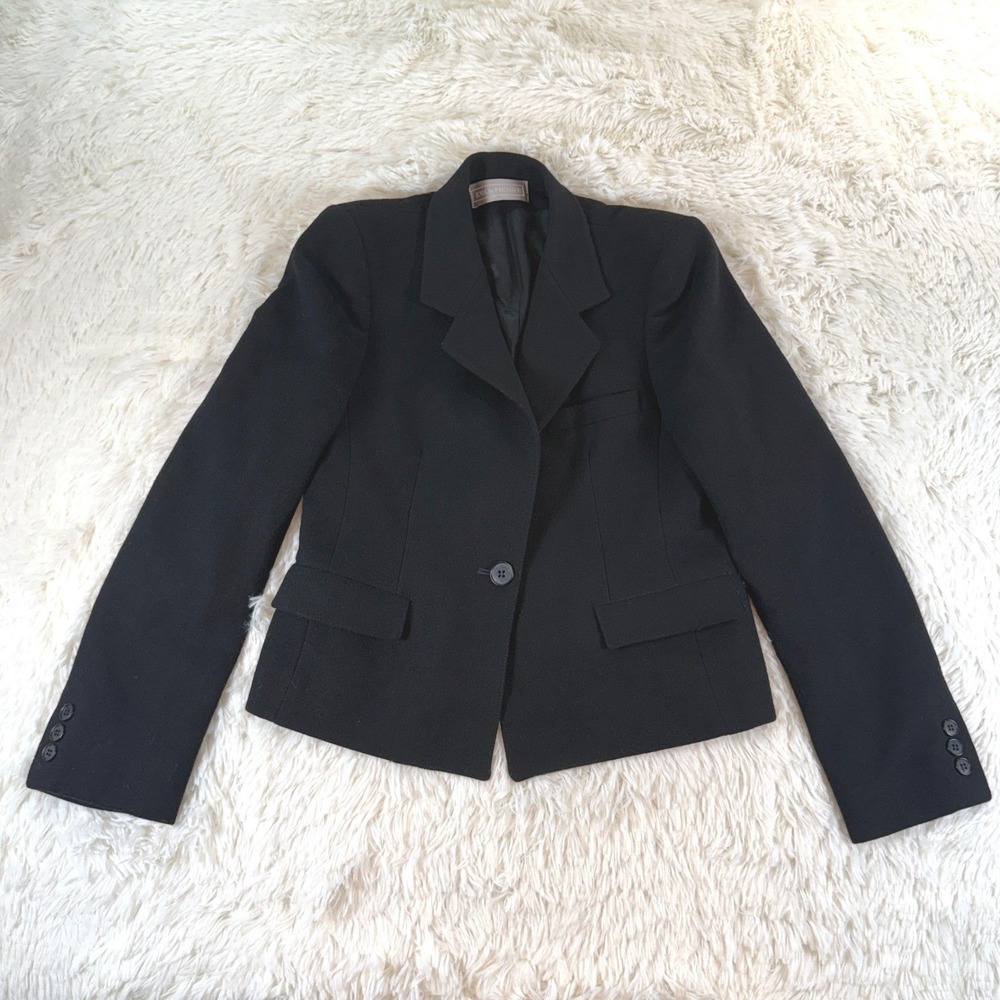 Vintage Evan Picone Black Wool Blazer Women's Size 4 Single Button‎ Union Made